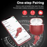 Wireless Earbuds, Bluetooth 5.4 Earbuds Stereo Bass, Bluetooth Headphones | in Ear Noise Cancelling Mic, Earphones IP7 Waterproof Sports, 32H Playtime USB C Charging Case Red Ear Buds for Android iOS - Image 5