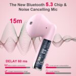 Wireless Earbuds, Bluetooth 5.4 Headphones in Ear with Noise Cancelling Mic | Bluetooth Earbuds Stereo Bass, IP7 Waterproof Sports Earphones, 32H Playtime USB C Charging Ear Buds Pink for Android iOS - Image 2