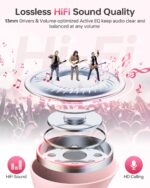 Wireless Earbuds Bluetooth 5.3 Ear Buds Headphones, 40Hrs Playback | Stereo Sound, LED Display, IPX7 Waterproof, Compact In-ear Earphones with Mic for Phone Tablet Laptop Sport, Pink - Image 7