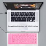 Foldable Silicone Wired Silent Keyboard, 85-key Portable Soft Rubber Lightweight Waterproof USB Rollup Keyboard with 4.53ft for Laptop PC Computer Travel Office Home (Pink) - Image 6