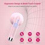 Wireless Earbuds, Bluetooth 5.4 Earbuds Stereo Bass, Bluetooth Headphones | in Ear Noise Cancelling Mic, Wireless Earphones IP7 Waterproof Sports, 32H Playtime Mini USB C Charging Ear Buds Light Pink - Image 6