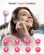 Wireless Earbuds Bluetooth 5.3 Ear Buds Headphones, 40Hrs Playback | Stereo Sound, LED Display, IPX7 Waterproof, Compact In-ear Earphones with Mic for Phone Tablet Laptop Sport, Pink - Image 4