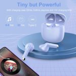 Wireless Earbuds, Bluetooth 5.4 Headphones in Ear with Noise Cancelling Mic | Stereo Bass, IP7 Waterproof Sports Earphones, 32H Playtime Mini USB C Charging Case, LED Display, Buds for Android iOS Purple - Image 7