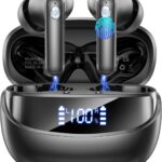 Wireless Bluetooth 5.4 Earbuds, 6D Stereo Ear Buds, LED Power Display | in-Ear Noise Cancelling Mic, 40H Playback, Mini Case, IP7 Waterproof Sports Earphones, for Android iOS