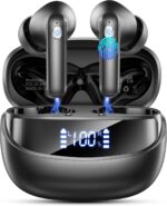 Wireless Bluetooth 5.4 Earbuds, 6D Stereo Ear Buds, LED Power Display | in-Ear Noise Cancelling Mic, 40H Playback, Mini Case, IP7 Waterproof Sports Earphones, for Android iOS