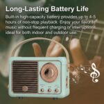 Retro Bluetooth Speaker, Portable Wireless Speaker with Classic Leather Feel & Rose Gold Accents, Loud Sound, Aesthetic Room Decor, for Women Girls Teens Bedroom (Light Blue) - Image 3
