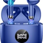 Wireless Earbuds, Bluetooth 5.4 Headphones, LED Power Display, Bass Stereo | Ear Buds, Bluetooth Earbuds, in-Ear Noise Cancelling Mic, 40H Playback Mini Case, IP7 Waterproof Sport Earphones, Android iOS
