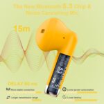 Wireless Earbuds, Bluetooth 5.4 Headphones in Ear with Noise Cancelling Mic | Bluetooth Earbuds Stereo Bass, IP7 Waterproof Sports Earphones, 32H Playtime USB C Charging Ear Buds Yellow for Android iOS - Image 2