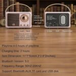 Retro Bluetooth Speaker, Portable Wireless Speaker with Classic Leather Feel & Rose Gold Accents, Loud Sound, Aesthetic Room Decor, for Women Girls Teens Bedroom (Light Blue) - Image 7