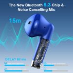 Wireless Earbuds, Bluetooth 5.4 Earbuds Stereo Bass, Bluetooth Headphones | in Ear Noise Cancelling Mic, Earphones IP7 Waterproof Sports, 32H Playtime USB C Charging Case Blue Ear Buds for Android iOS - Image 2