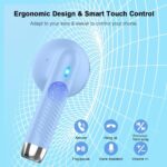 Wireless Earbuds, Bluetooth 5.4 Headphones in Ear with Noise Cancelling Mic, Bluetooth Earbuds Stereo Bass, IP7 Waterproof Sports Earphones, 32H Playtime USB C Charging Buds Light Blue for Android iOS - Image 6