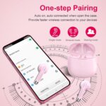 Wireless Earbuds, Bluetooth 5.4 Earbuds Stereo Bass, Bluetooth Headphones | in Ear Noise Cancelling Mic, Wireless Earphones IP7 Waterproof Sports, 32H Playtime Mini USB C Charging Ear Buds Light Pink - Image 5