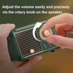 Retro Bluetooth Speaker, Portable Wireless Speaker with Classic Leather Feel & Rose Gold Accents, Loud Sound, Aesthetic Room Decor, Unique Gifts for Women Men Home Office Kitchen (Olive Green) - Image 5