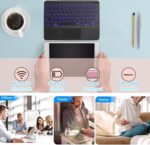 Wireless Bluetooth Keyboard,10-inch Ultra-Slim 7 Color Backlight with Touchpad,Rechargeable Wireless Magnetic Bluetooth Portable Keyboard,for Smartphone Laptop Tablet Travel (Black) - Image 3