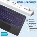 Wireless Bluetooth Keyboard,10-inch Ultra-Slim 7 Color Backlight with Touchpad,Rechargeable Wireless Magnetic Bluetooth Portable Keyboard,for Smartphone Laptop Tablet Travel (Black) - Image 5