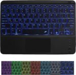 Wireless Bluetooth Keyboard,10-inch Ultra-Slim 7 Color Backlight with Touchpad,Rechargeable Wireless Magnetic Bluetooth Portable Keyboard,for Smartphone Laptop Tablet Travel (Black)