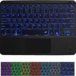 Wireless Bluetooth Keyboard,10-inch Ultra-Slim 7 Color Backlight with Touchpad,Rechargeable Wireless Magnetic Bluetooth Portable Keyboard,for Smartphone Laptop Tablet Travel (Black)
