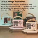 Retro Bluetooth Speaker, Portable Wireless Speaker with Classic Leather Feel & Rose Gold Accents, Loud Sound, Aesthetic Room Decor, for Women Girls Teens Bedroom (Light Blue) - Image 6